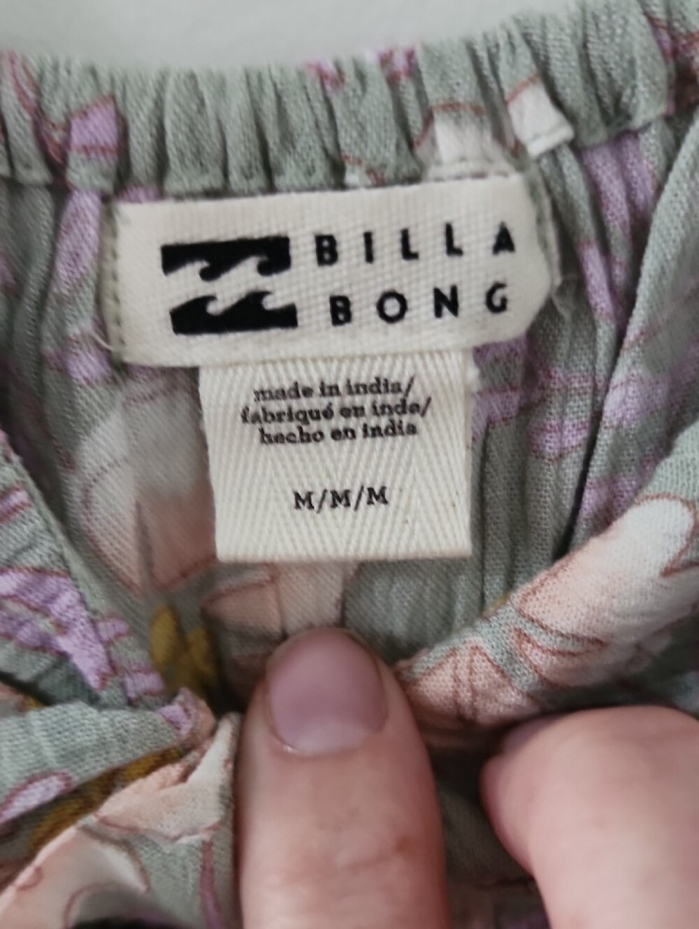 Billabong Sage Green Floral Slip Dress with Pale Pink Accents - Picture 2 of 5